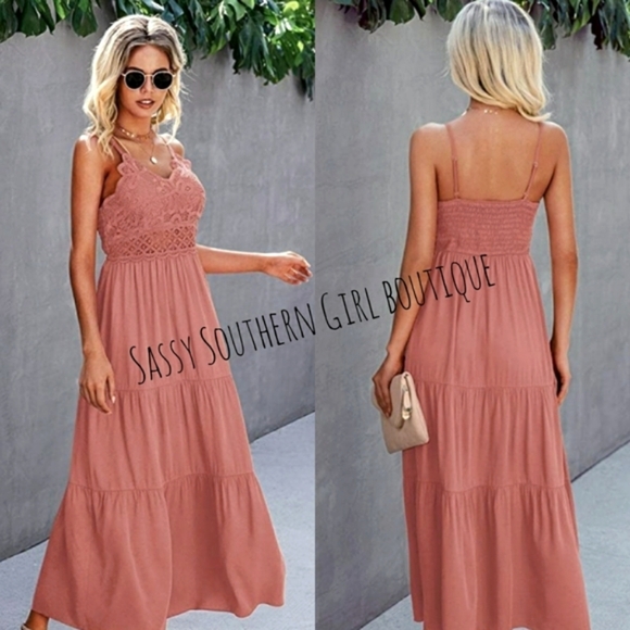 Sassy Southern Girl Boutique Dresses & Skirts - 🆕⭐Boho rose pink lace maxi dress